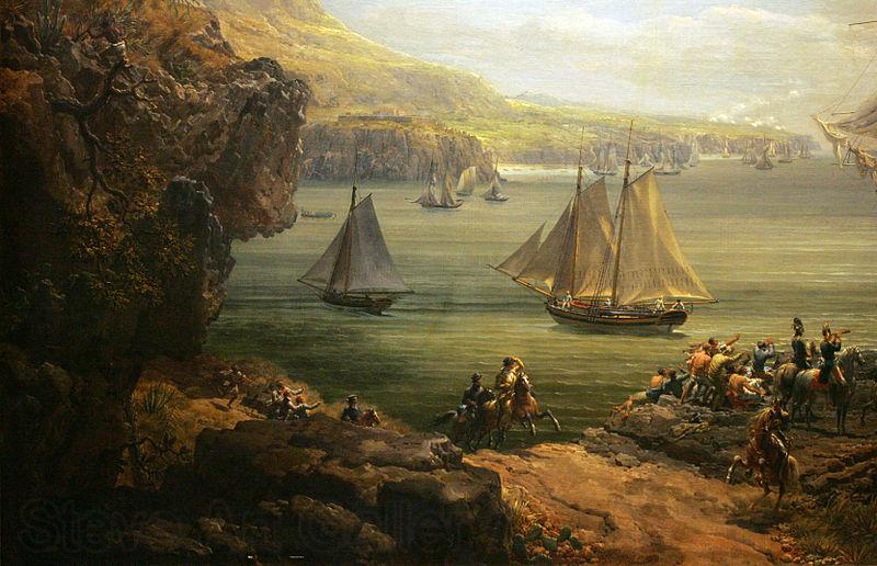 Louis-Philippe Crepin Fight of the Poursuivante against the British ship Hercules Spain oil painting art